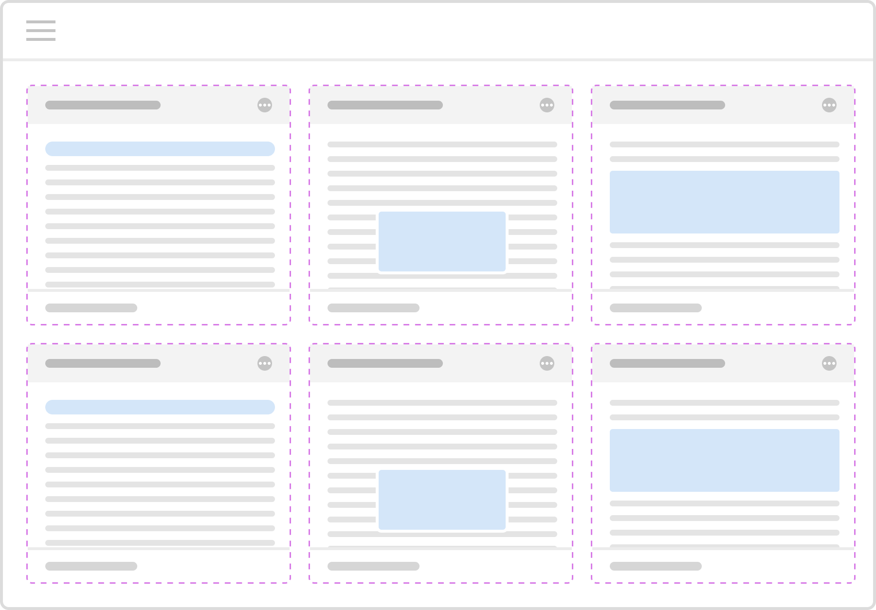 3-Column Grid layout wireframe