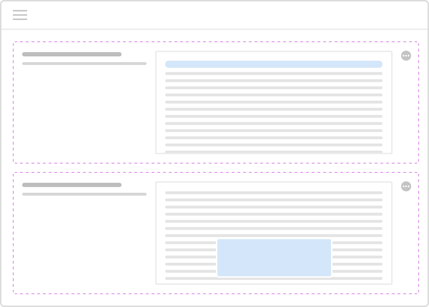 Full-width layout wireframe