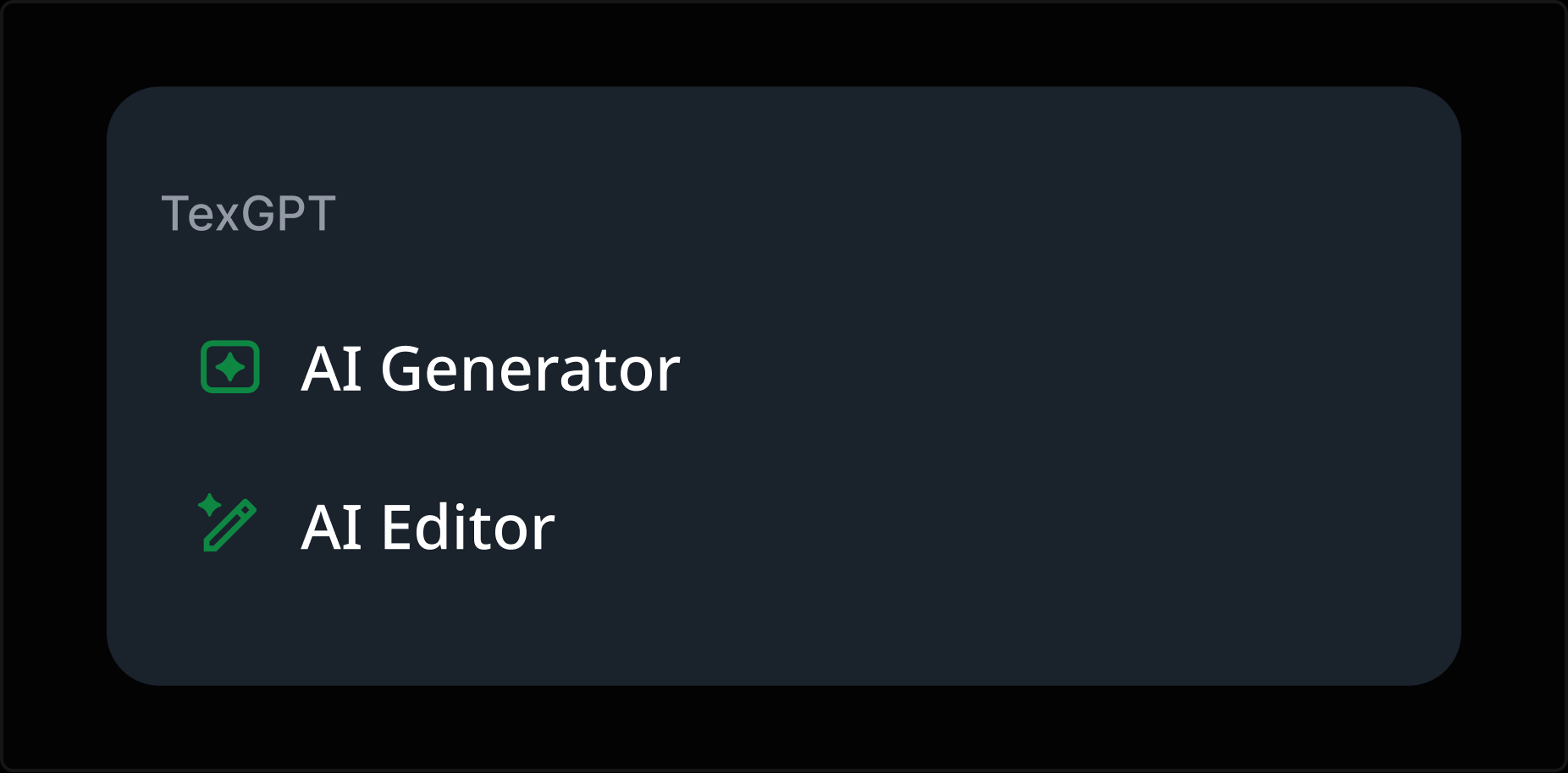 TexGPT submenu with AI Generator and AI Editor options